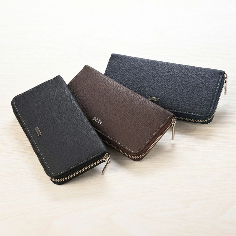 ゴールドファイルの長財布 スペリオール ラウンドファスナー長財布 ダークブラウン