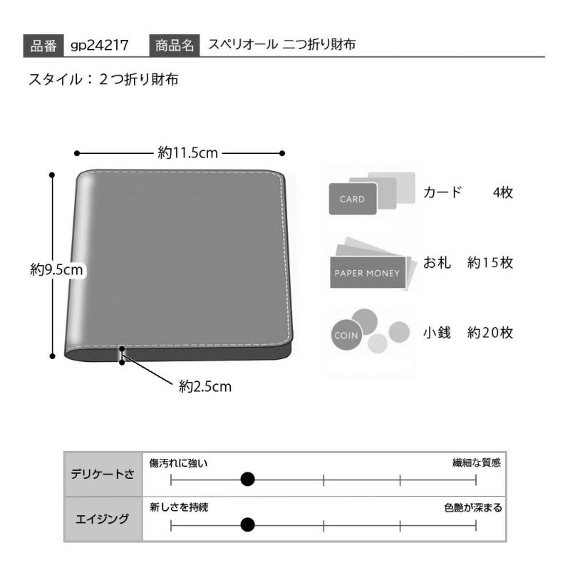 ゴールドファイルの二つ折り財布 スペリオール 二つ折り財布 ブラック