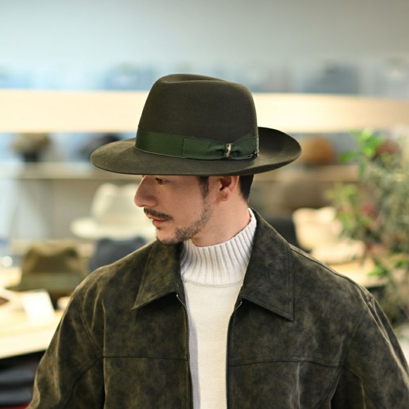 ボルサリーノのフェルトハット Q.S. Folar Rasato（Q.S. フォラール ラザート） 110757 カーキ