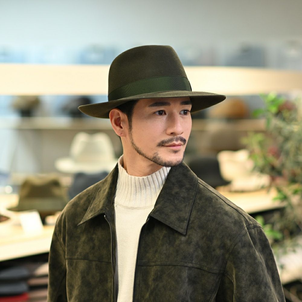 ボルサリーノのフェルトハット Q.S. Folar Rasato（Q.S. フォラール ラザート） 110757 カーキ