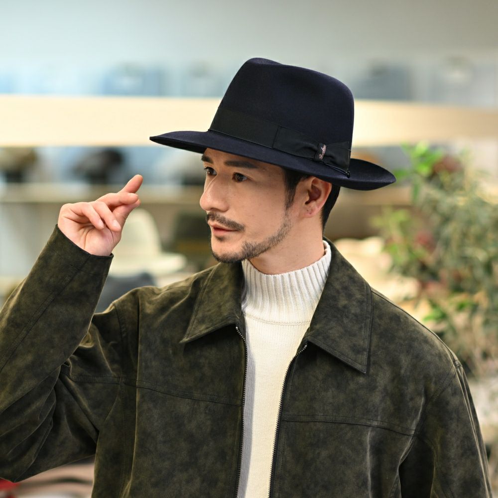 ボルサリーノのフェルトハット Q.S. Folar Rasato（Q.S. フォラール ラザート） 110757 ネイビー2
