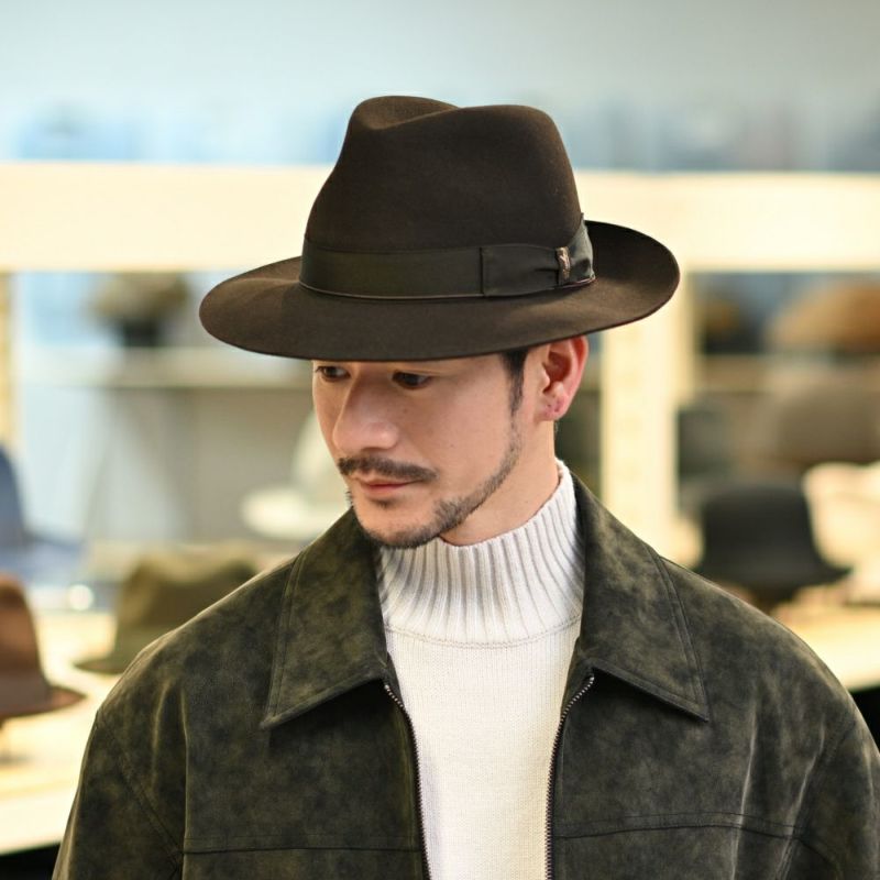 ボルサリーノのフェルトハット Q.S. Anello Rasato（Q.S. アネロ ラザート） 114336 ブラウン