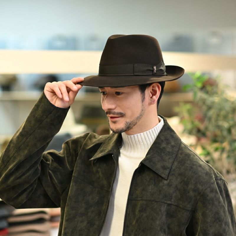 ボルサリーノのフェルトハット Q.S. Anello Rasato（Q.S. アネロ ラザート） 114336 ブラウン