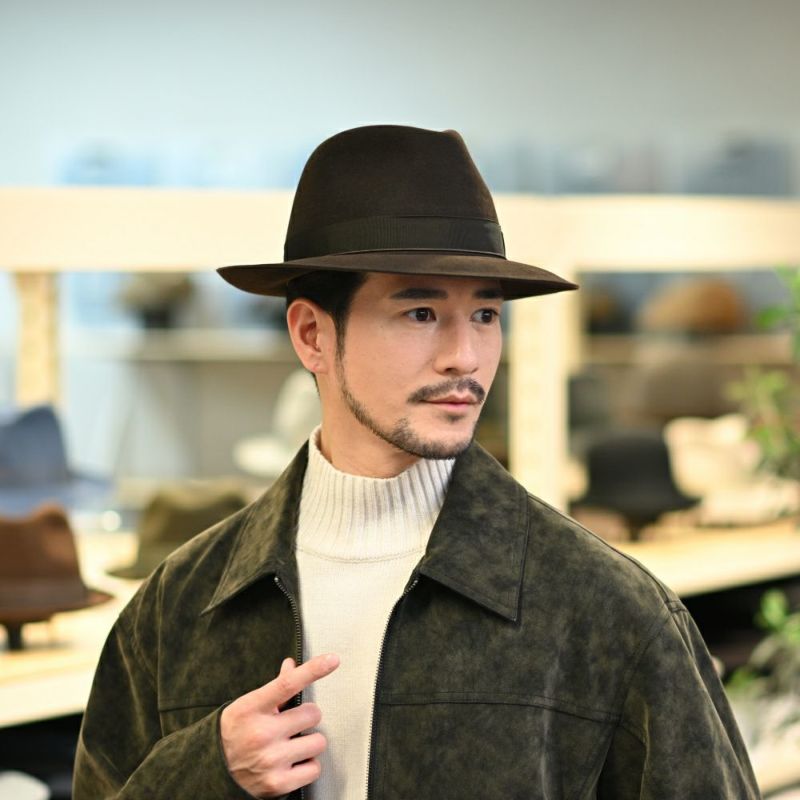 ボルサリーノのフェルトハット Q.S. Anello Rasato（Q.S. アネロ ラザート） 114336 ブラウン