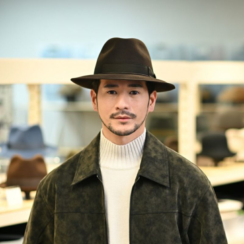 ボルサリーノのフェルトハット Q.S. Anello Rasato（Q.S. アネロ ラザート） 114336 ブラウン