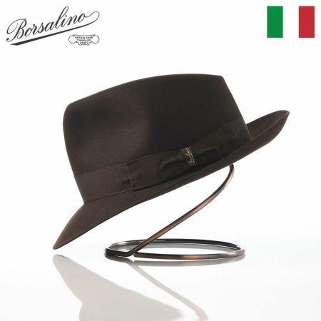 ボルサリーノのフェルトハット Alessandria Claudio Detachable Ribbon（アレッサンドリア クラウディオ デタッチャブル リボン） 390335 ブラウン