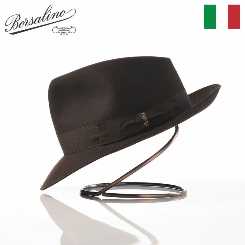 ボルサリーノのフェルトハット Alessandria Claudio Detachable Ribbon（アレッサンドリア クラウディオ デタッチャブル リボン） 390335 ブラウン