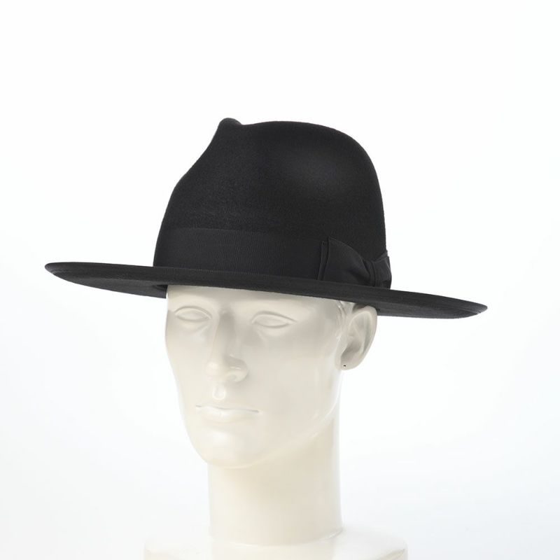 ステットソンのフェルトハット WOOL FELT LONG FLAT BRIM（ウールフェルト ロングフラットブリム） SE827 ブラック