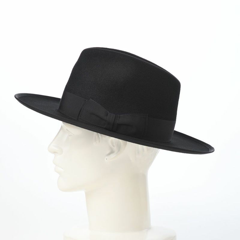 ステットソンのフェルトハット WOOL FELT LONG FLAT BRIM（ウールフェルト ロングフラットブリム） SE827 ブラック