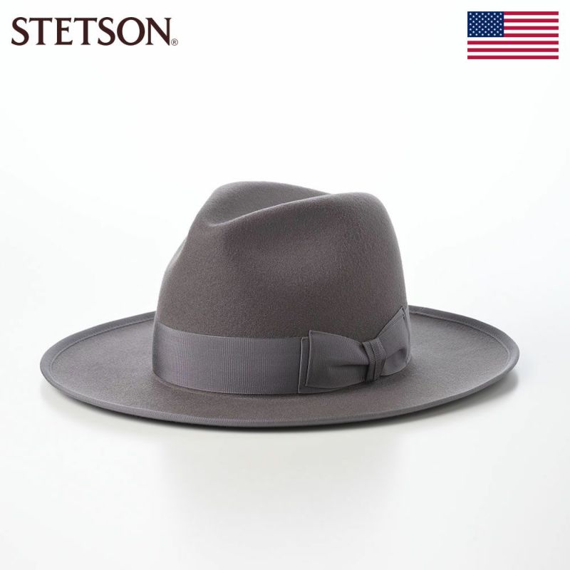 ステットソンのフェルトハット WOOL FELT LONG FLAT BRIM（ウールフェルト ロングフラットブリム） SE827 チャコール