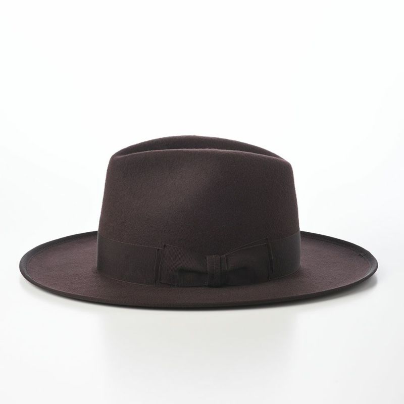 ステットソンのフェルトハット WOOL FELT LONG FLAT BRIM（ウールフェルト ロングフラットブリム） SE827 ダークブラウン