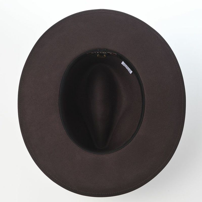 ステットソンのフェルトハット WOOL FELT LONG FLAT BRIM（ウールフェルト ロングフラットブリム） SE827 ダークブラウン