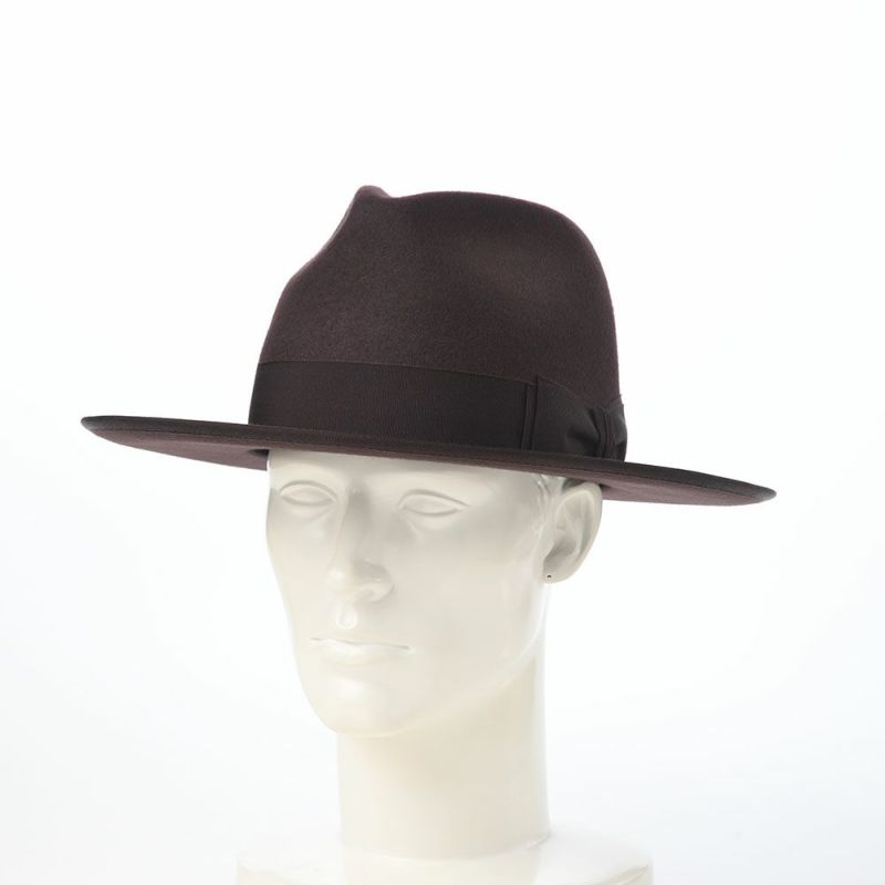 ステットソンのフェルトハット WOOL FELT LONG FLAT BRIM（ウールフェルト ロングフラットブリム） SE827 ダークブラウン