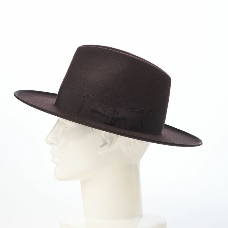 ステットソンのフェルトハット WOOL FELT LONG FLAT BRIM（ウールフェルト ロングフラットブリム） SE827 ダークブラウン