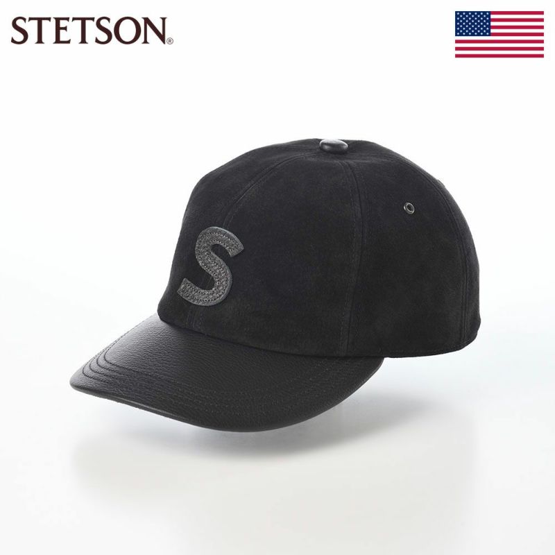 ステットソンのキャップ ONE TONE LEATHER CAP（ワントーン レザー キャップ） SE844 ブラック