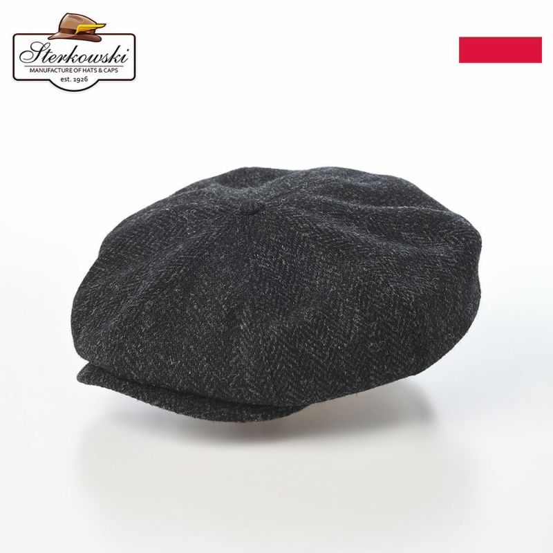 ステルコフスキーのキャスケット Peaky Blinders Harris Tweed（ピーキーブラインダーズ ハリスツイード） ブラックヘリンボーン