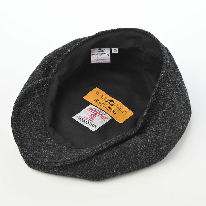 ステルコフスキーのキャスケット Peaky Blinders Harris Tweed（ピーキーブラインダーズ ハリスツイード） ブラックヘリンボーン