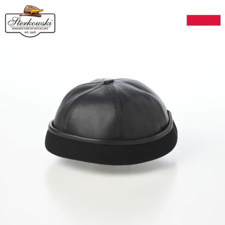 ステルコフスキーのロールキャップ Leon Leather（レオン レザー） ブラック