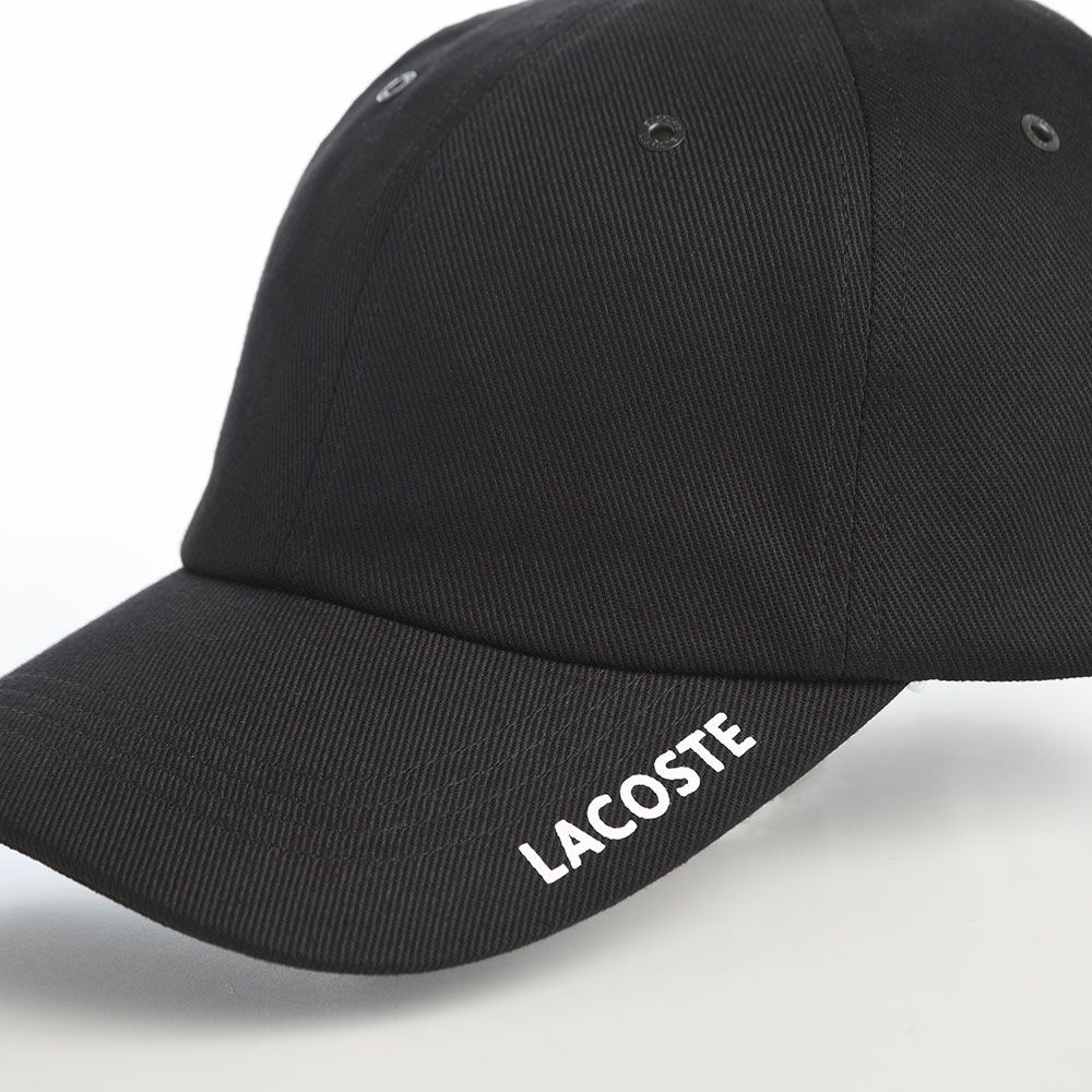 ラコステのキャップ BRIM PRINT CAP（ブリムプリントキャップ） L1381 ブラック