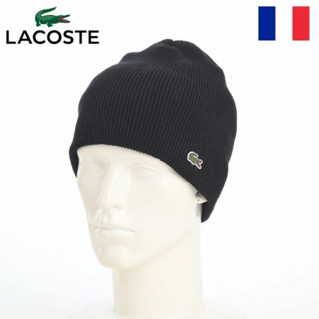 ラコステのニット帽 WOOL KNIT BEANIE（ウール ニットビーニー） L1387 ブラック