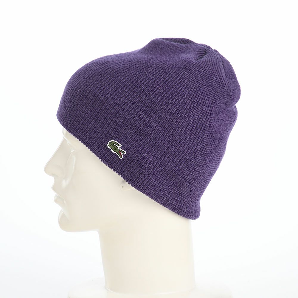 ラコステのニット帽 WOOL KNIT BEANIE（ウール ニットビーニー） L1387 パープル