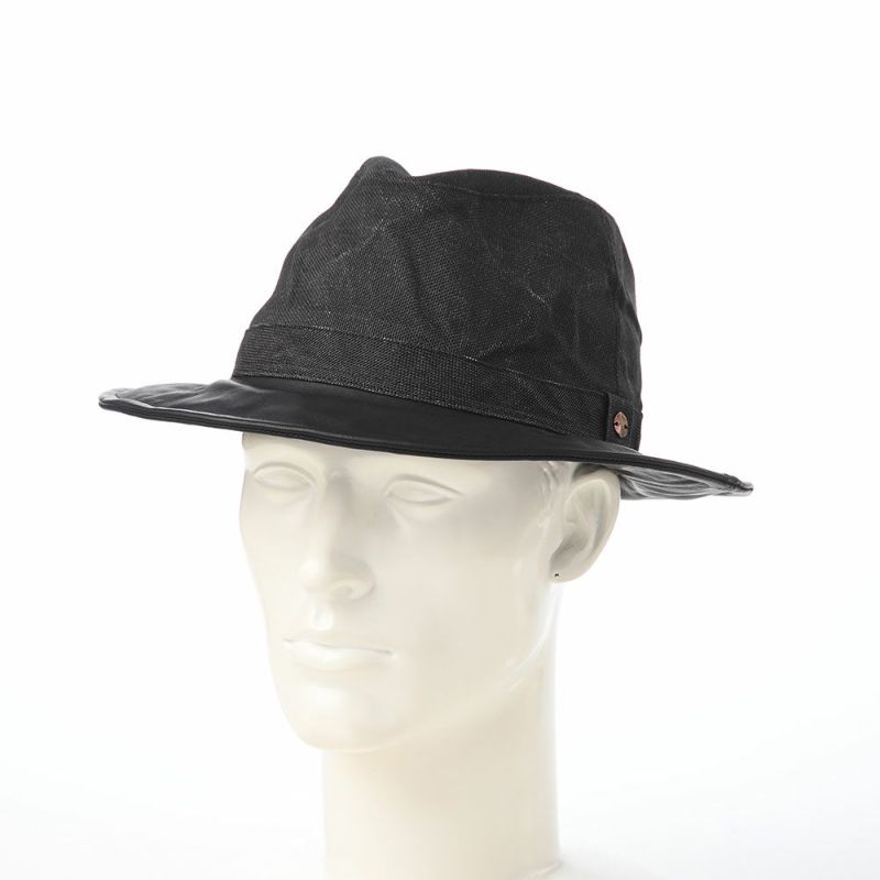 モーノのソフトハット Long brim paper cloth ＆ leather mannish（ロングブリムペーパークロス＆レザーマニッシュ） ブラック