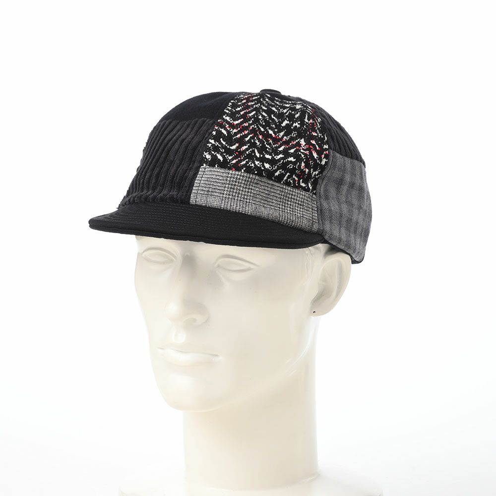 モーノのキャップ Patchwork short brim cap（パッチワークショートブリムキャップ） ブラック