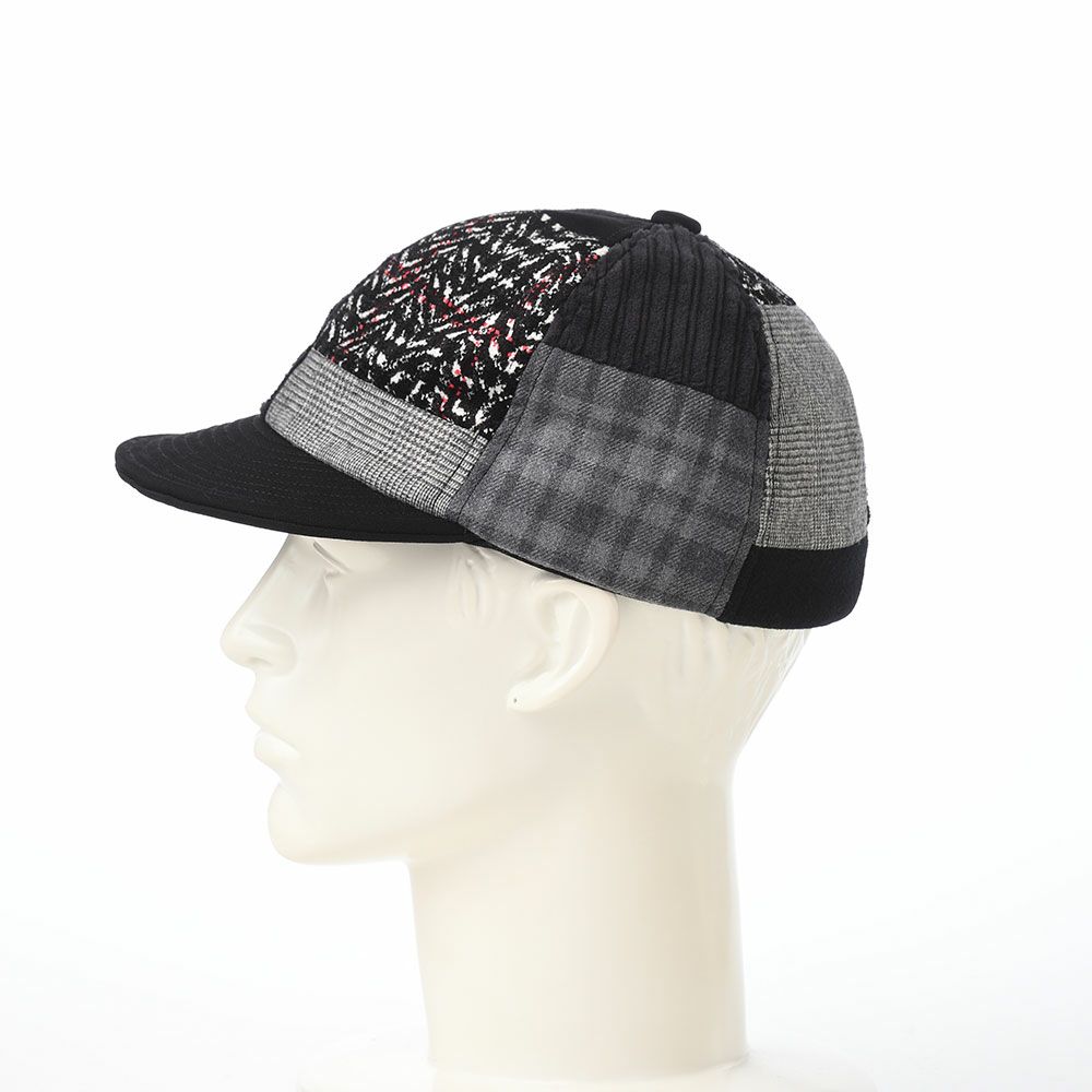 モーノのキャップ Patchwork short brim cap（パッチワークショートブリムキャップ） ブラック