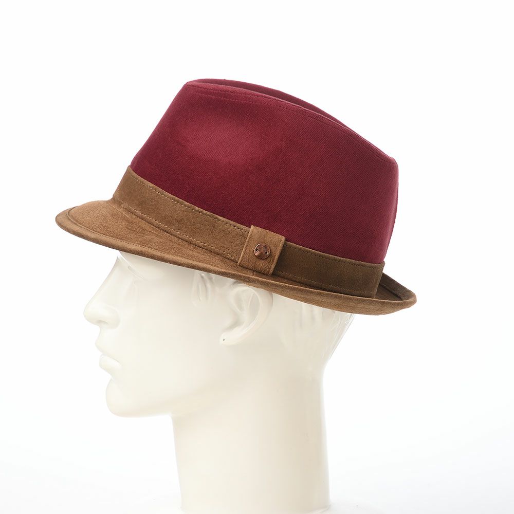 モーノのソフトハット Corduroy & Leather hat（コーデュロイ＆レザーハット） ボルドー