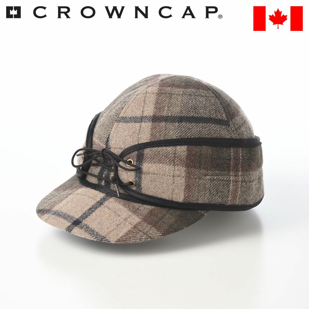 クラウンキャップの手袋 Wool Check Railroad Cap（ウールチェック レールロードキャップ） ブラウングリーン