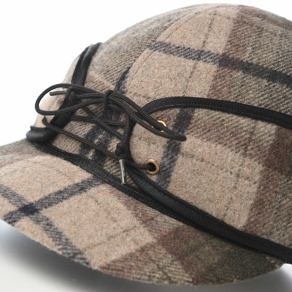 クラウンキャップの手袋 Wool Check Railroad Cap（ウールチェック レールロードキャップ） ブラウングリーン