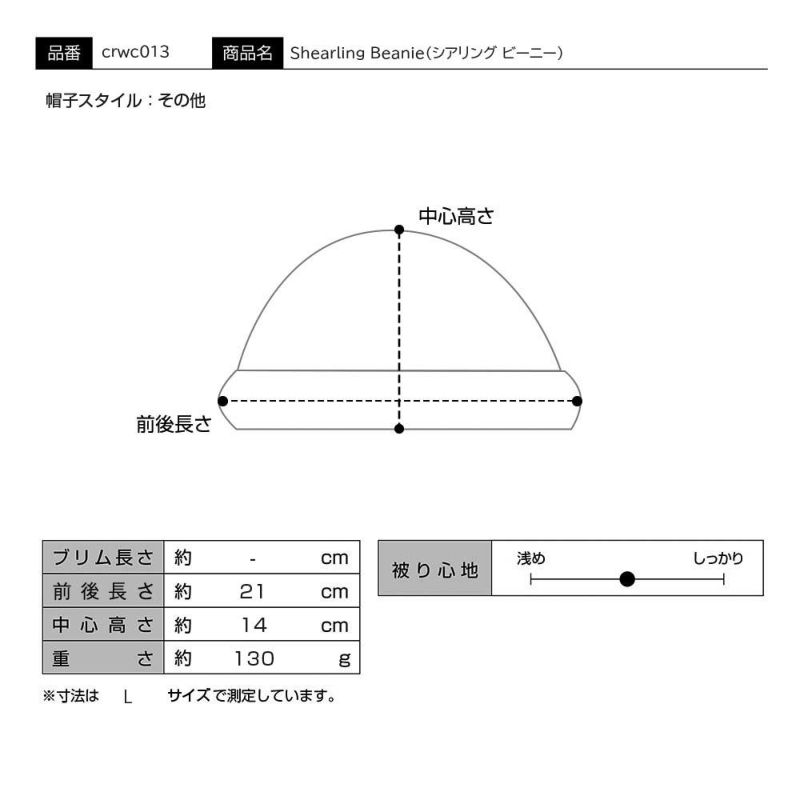 クラウンキャップのロールキャップ Shearling Beanie（シアリング ビーニー） ブラック