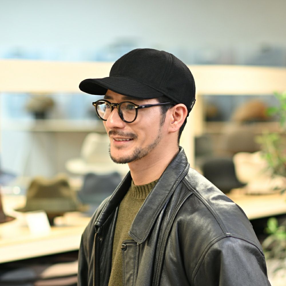 ボルサリーノのキャップ Baseball Cap Rock Cashmere（ベースボールキャップ ロック カシミア） B95006 ブラック