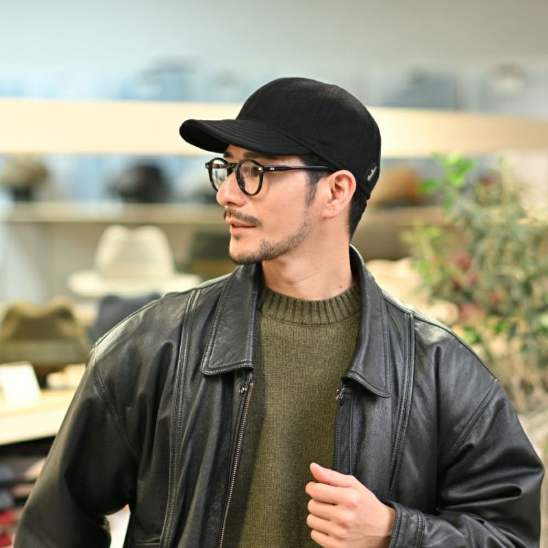 ボルサリーノのキャップ Baseball Cap Rock Cashmere（ベースボールキャップ ロック カシミア） B95006 ブラック