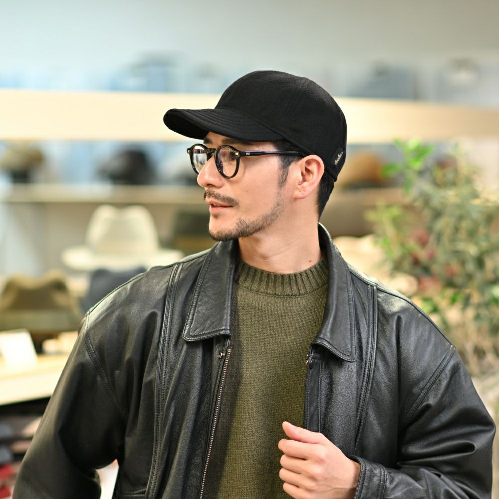 ボルサリーノのキャップ Baseball Cap Rock Cashmere（ベースボールキャップ ロック カシミア） B95006 ブラック