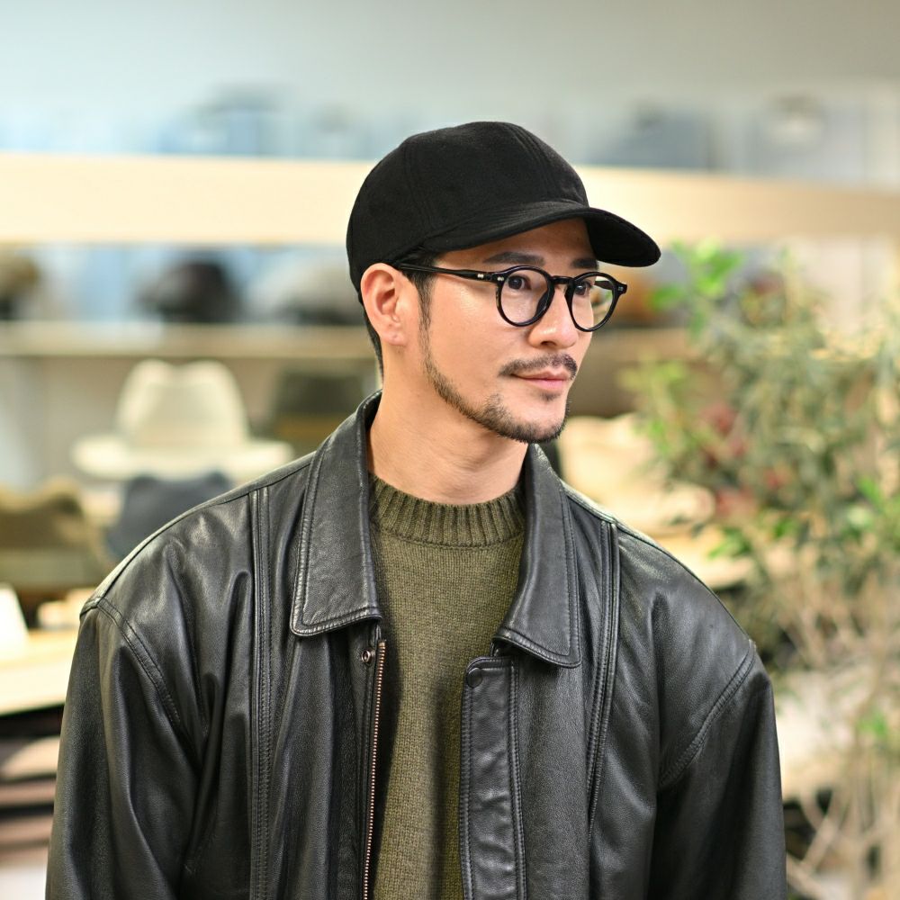 ボルサリーノのキャップ Baseball Cap Rock Cashmere（ベースボールキャップ ロック カシミア） B95006 ブラック