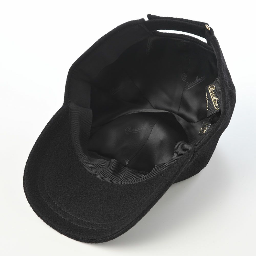 ボルサリーノのキャップ Baseball Cap Hiker Cashmere（ベースボールキャップ ハイカー カシミア） B95174 ブラック