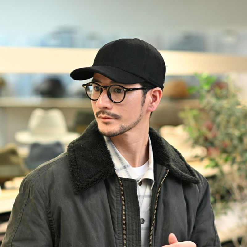 ボルサリーノのキャップ Baseball Cap Hiker Cashmere（ベースボールキャップ ハイカー カシミア） B95174 ブラック
