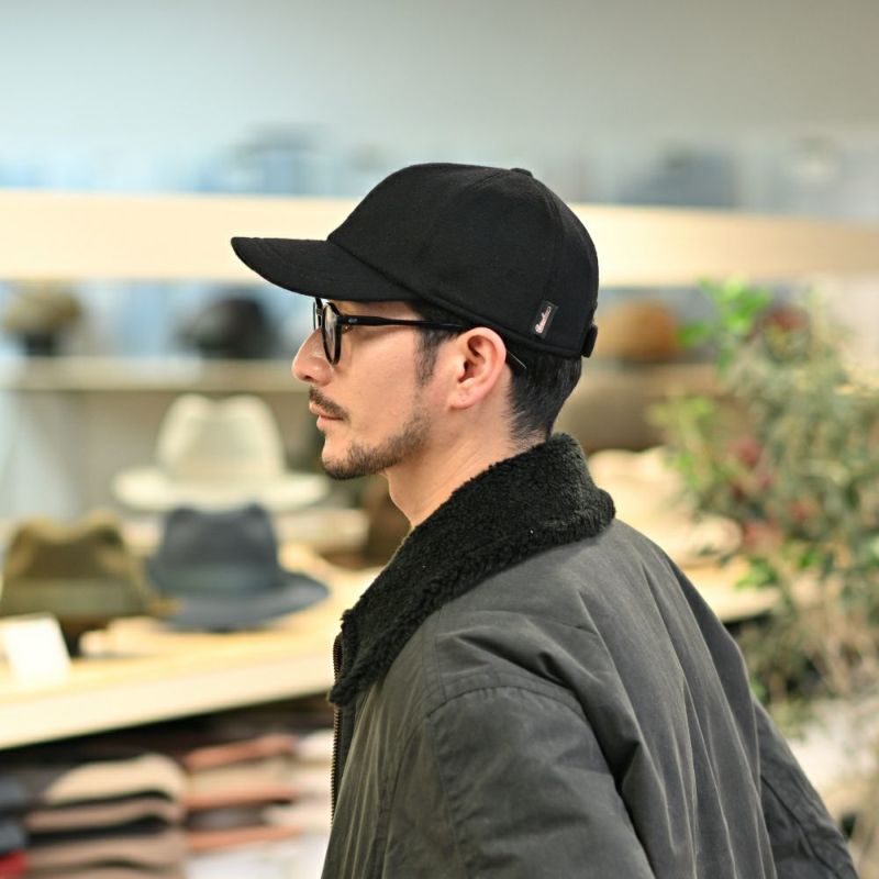 ボルサリーノのキャップ Baseball Cap Hiker Cashmere（ベースボールキャップ ハイカー カシミア） B95174 ブラック