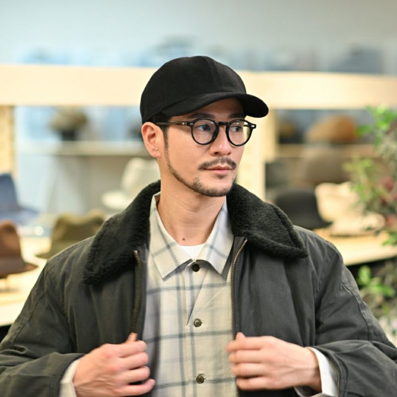 ボルサリーノのキャップ Baseball Cap Hiker Cashmere（ベースボールキャップ ハイカー カシミア） B95174 ブラック