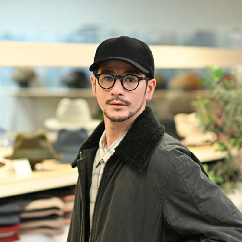 ボルサリーノのキャップ Baseball Cap Hiker Cashmere（ベースボールキャップ ハイカー カシミア） B95174 ブラック