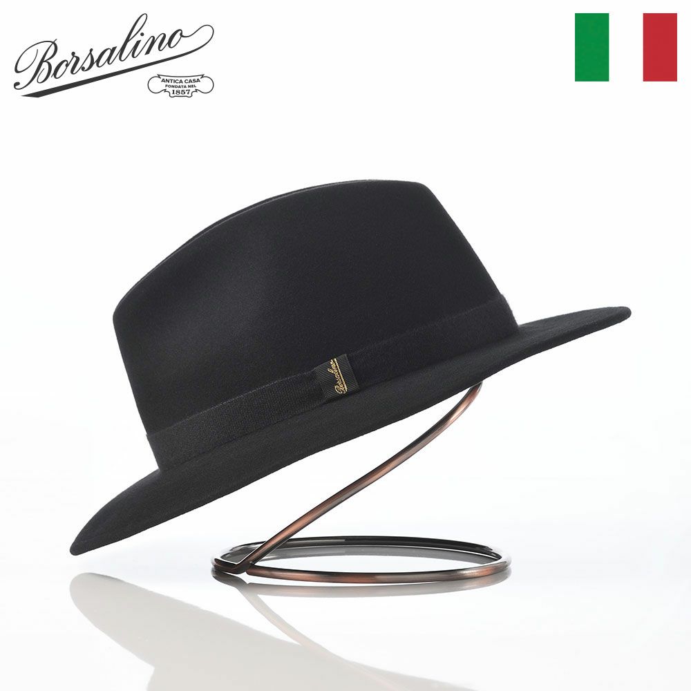 ボルサリーノのフェルトハット Country Cashmere Hatband（カントリー カシミヤハットバンド） 540007 ブラック