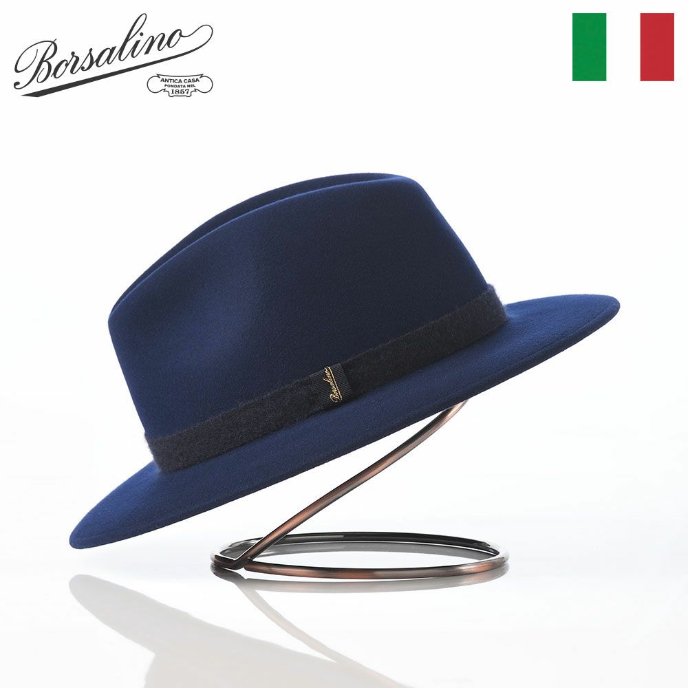 ボルサリーノのフェルトハット Country Cashmere Hatband（カントリー カシミヤハットバンド） 540007 ネイビー