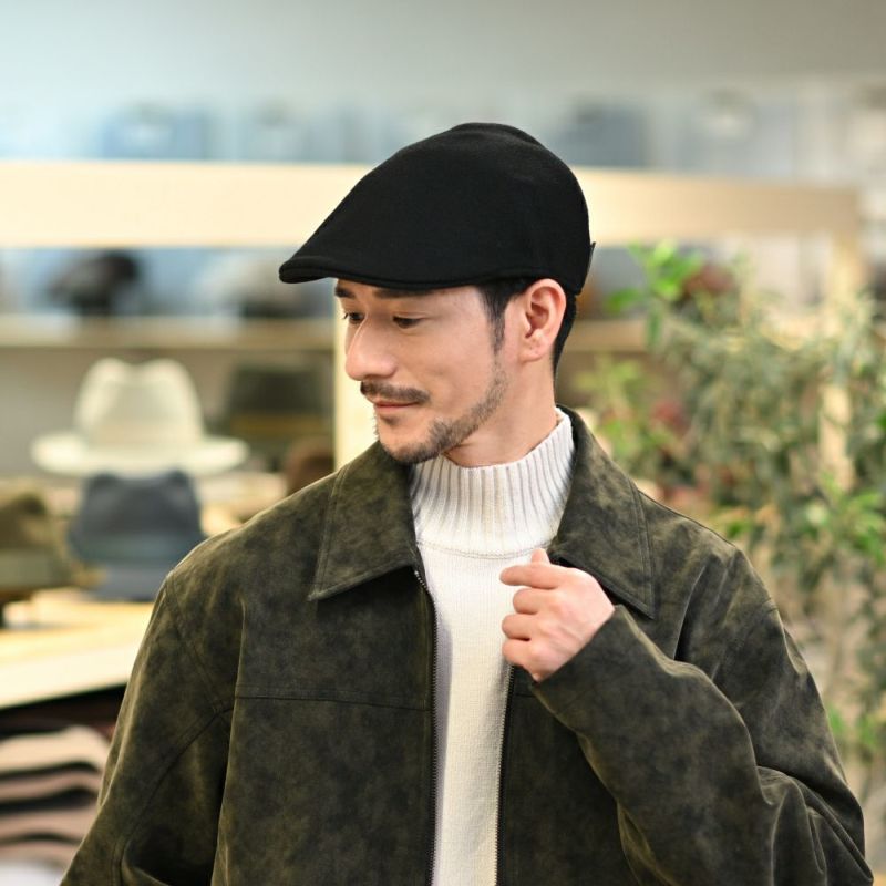 ボルサリーノのハンチング Hunting Parigi Solid Cashmere（ハンチング パリギ ソリッドカシミア） B12182 ブラック
