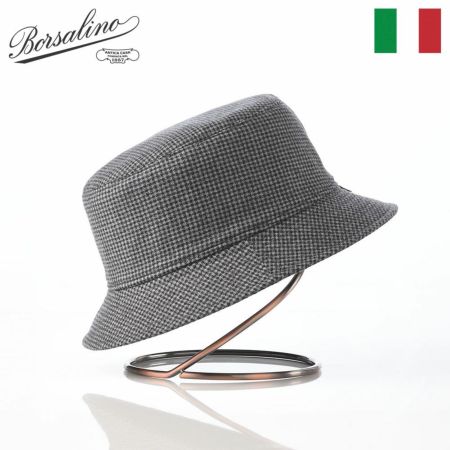 ボルサリーノのバケットハット Morgan bucket hat Houndstooth（モーガン バケットハット ハウンドトゥース） B32099 ブラック