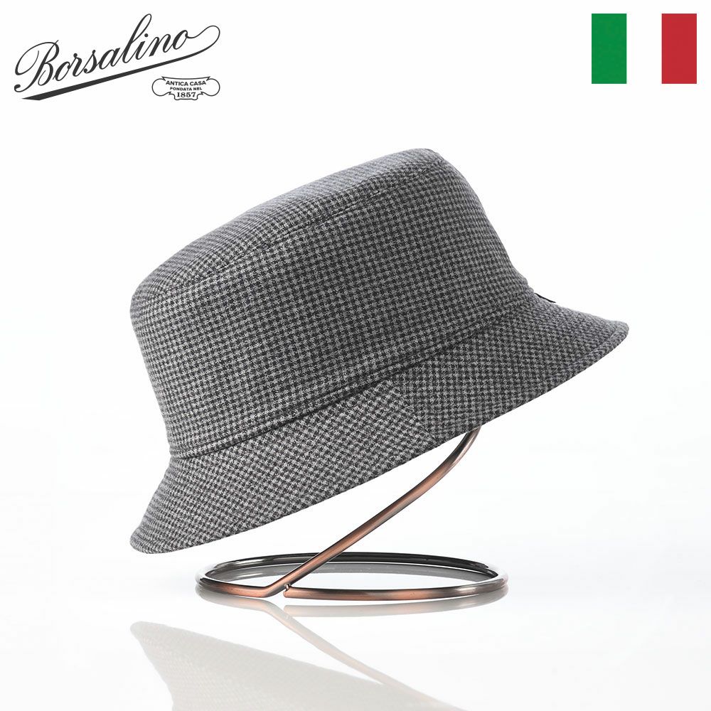 ボルサリーノのバケットハット Morgan bucket hat Houndstooth（モーガン バケットハット ハウンドトゥース） B32099 ブラック