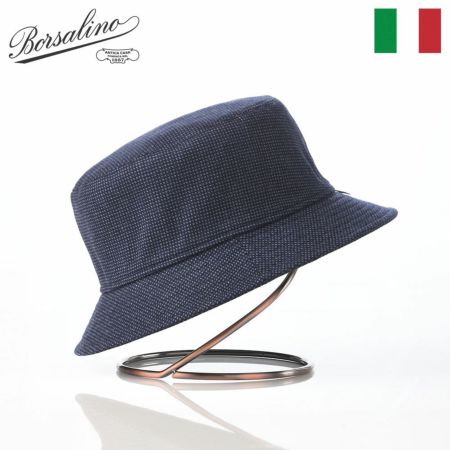 ボルサリーノのバケットハット Morgan bucket hat Houndstooth（モーガン バケットハット ハウンドトゥース） B32099 ブルー