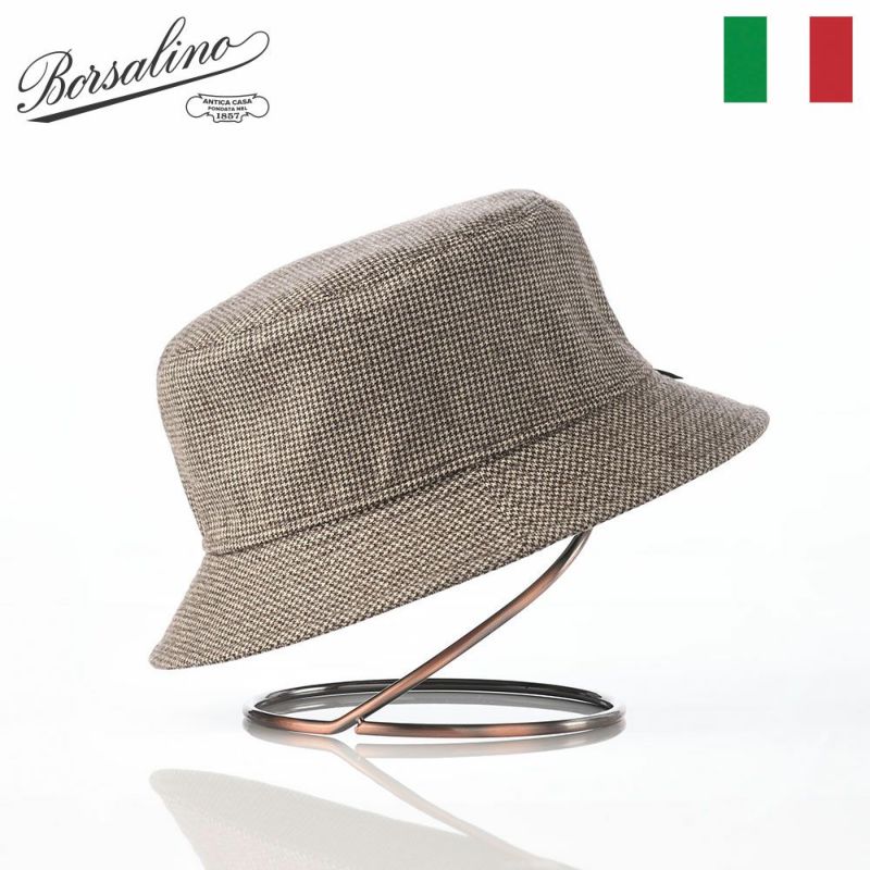 ボルサリーノのバケットハット Morgan bucket hat Houndstooth（モーガン バケットハット ハウンドトゥース） B32099 ブラウン