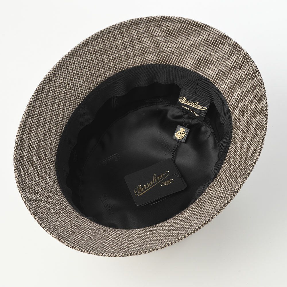 ボルサリーノのバケットハット Morgan bucket hat Houndstooth（モーガン バケットハット ハウンドトゥース） B32099 ブラウン