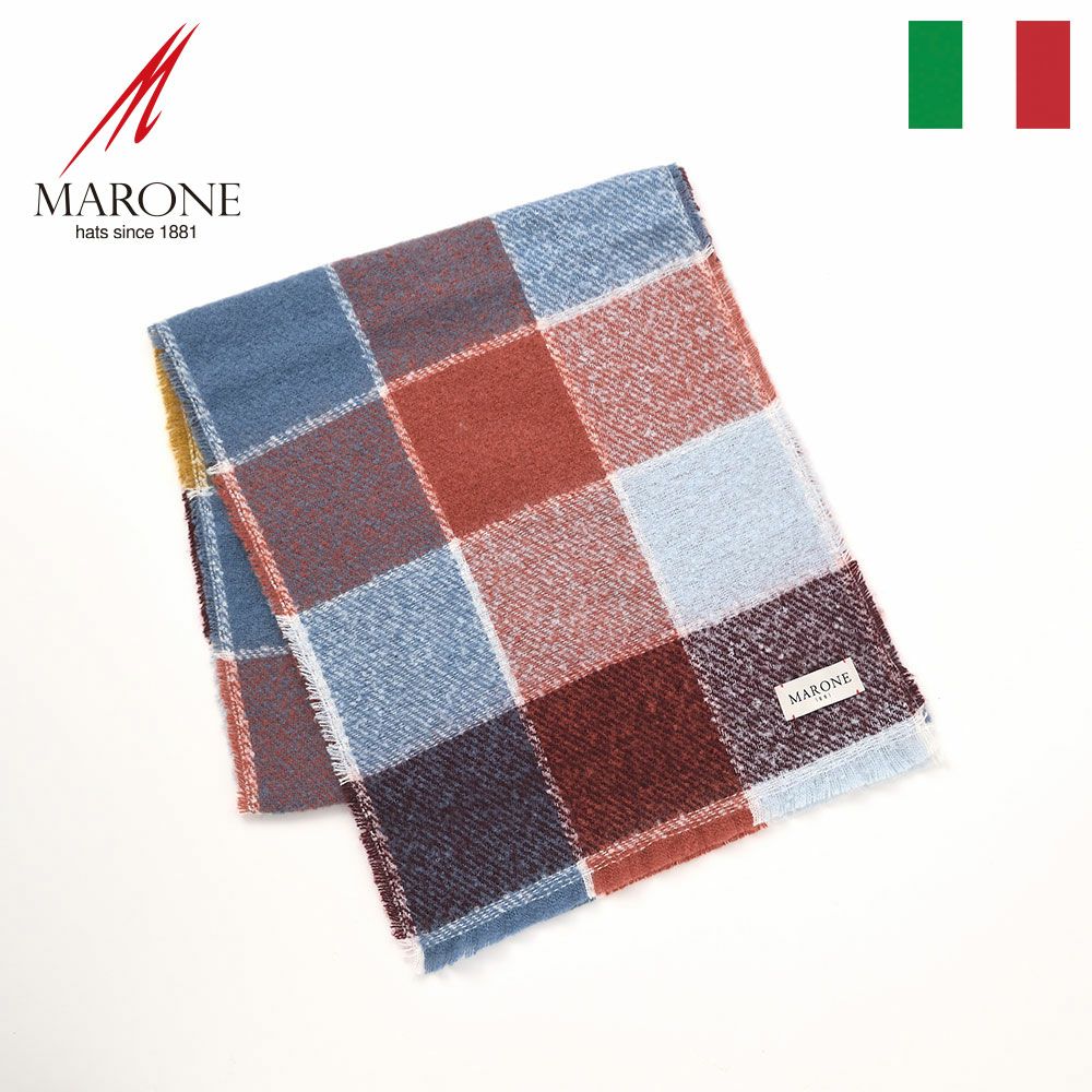 マローネのスカーフ Block Check Scarf（ブロックチェック スカーフ） 46995 ボルドー